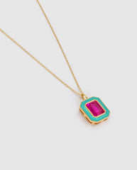 Enamel stone Necklace Fuschia