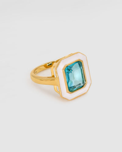 Enamel Stone Ring Aqua marine