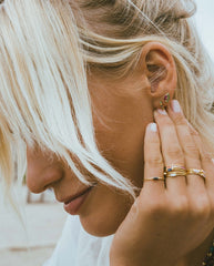 Skinny Black Stone Ring GOLD