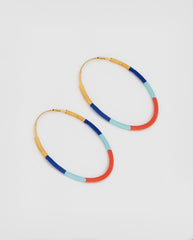 Bo Camiri Large Hoops Coral/Blue