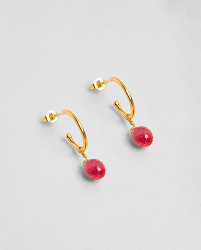 Bo Stone drop Rubis hoops GOLD