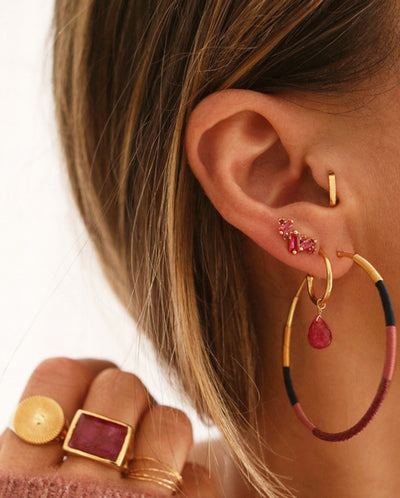 Bo Stone drop Rubis hoops GOLD