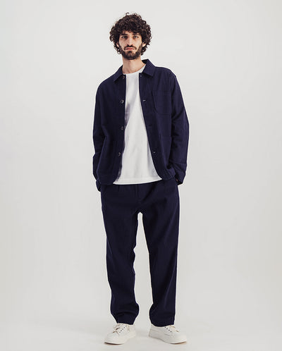 Double Pleat Seersucker Pants NAVY